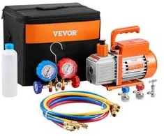 Vevor 3.5 cfm šaldymo vakuuminis siurblys ir manometrų komplektas