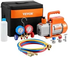 Vevor 3.5 cfm šaldymo vakuuminis siurblys ir manometrų komplektas