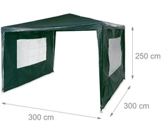 Relaxdays 3x3 m paviljonas su 2 šoninėmis sienelėmis