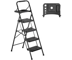 Vevor 4 žingsnių sulankstomos kopėčios su įrankių dėklu