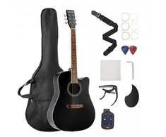 Vevor 41 cm akustinė gitara su dėklu juoda