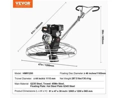 VEVOR 46 cm benzininė glaistyklė su plūduriuojančiu disku