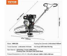 VEVOR 46 cm benzininė glaistyklė su plūduriuojančiu disku
