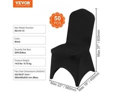 VEVOR 50 vienetų juodų poliesterio elastano kėdės užvalkalų