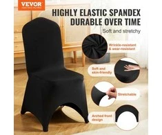 Vevor 50 vienetų juodų poliesterio elastano kėdės užvalkalų