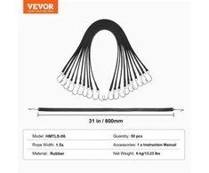 VEVOR 50 vnt plokščių elastingų virvių su S-kabliu rinkinys