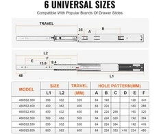 VEVOR 6 poros 355.6 mm stalčių bėgių šoninio montavimo