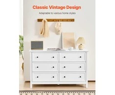 Vevor 6 stalčių medinė komoda su slankiu mechanizmu