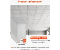 VEVOR 605x1210mm PVC lubų plokštės, 10 vnt.