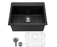 Vevor 63 cm granito virtuvinė kriauklė vieno dubens