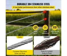 VEVOR 6.4 mm nerūdijančiojo plieno trosas 61 m 7x19