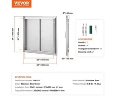 VEVOR 660x609 mm nerūdijančio plieno lauko durelės