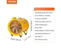 VEVOR 76 cm ekstraktoriaus ventiliatorius su 3 m laidu