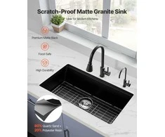 Vevor 76 cm granito virtuvės plautuvė RV barui