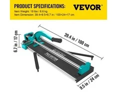 VEVOR 800 mm plytelių pjaustyklė su dvigubomis bėgiais