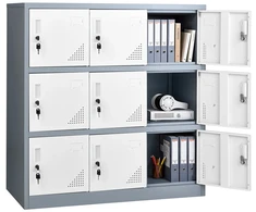 9 durų metalinė spintelė su užraktu