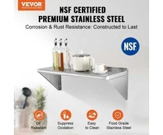 Vevor 91 cm x 30 cm nerūdijančio plieno lentyna