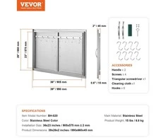VEVOR 990x660 mm lauko virtuvės durys iš nerūdijančio plieno