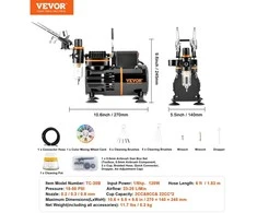 Vevor Aerografų rinkinys su kompresoriumi ir 3 aerografais
