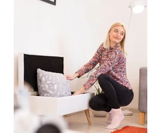 Relaxdays Aksominė pufa su daiktadėže