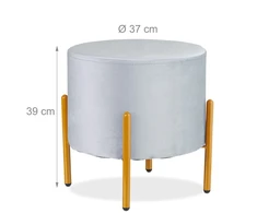 Relaxdays Aksominis pufas su 4 metalinėmis kojelėmis