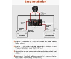 VEVOR Akumuliatoriaus izoliacijos rinkinys, 12V 80A su VSR rele