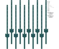 Vevor Žalios metalinės tvoros stulpai 91 cm, 10 vnt.