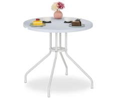 Relaxdays Apvalus baltas sodo stalas