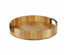 Relaxdays Apvalus mango medienos serviravimo padėklas