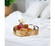 Relaxdays Apvalus mango medienos serviravimo padėklas