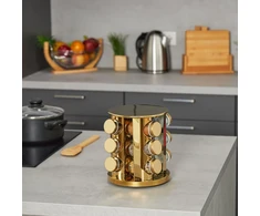 Relaxdays Auksinis prieskonių karuselė su 12 indelių