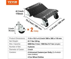 Vevor Automobilio ratų transportavimo platformos 4 vnt, 3 ton