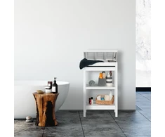 Relaxdays Balta bambukinė pastatoma lentyna