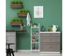 Relaxdays Balta pastatoma lentyna su 4 lygiais