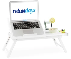 Relaxdays Baltas bambukinis nešiojamojo kompiuterio staliukas