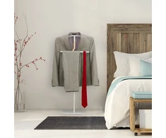 Relaxdays Baltas medinis ir metalinis kostiumo stovas