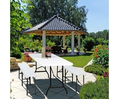 Relaxdays Baltas sulankstomas sodo stalas