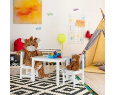 Relaxdays Baltoji vaikų komplektacija su 2 kėdėmis