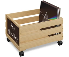 Relaxdays Bambukinė dėžė vinilinėms plokštelėms