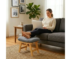Relaxdays Bambukinė ir medžiaginė taburetė