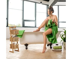Relaxdays Bambukinė vonios lentyna su 3 krepšeliais