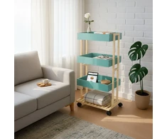 Relaxdays Bambukinis 4 aukštų serviravimo vežimėlis