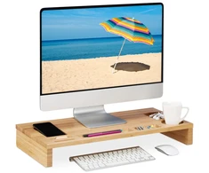 Laikiklis Relaxdays Bambukinis monitoriaus stovas