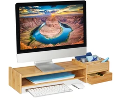 Laikiklis Relaxdays Bambukinis monitoriaus stovas su skyreliais