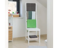 Relaxdays Bambukinis rankšluosčių laikiklis, baltas