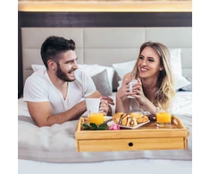 Relaxdays Bambukinis serviravimo padėklas su stalčiumi