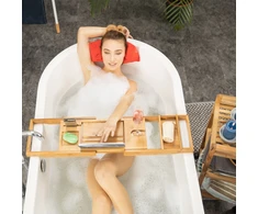 Relaxdays Bambukinis vonios padėklas su knygos stovu