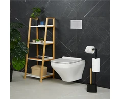 Relaxdays Bambuko ir nerūdijančio plieno WC komplektas