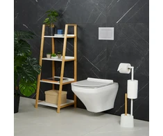 Relaxdays Bambuko ir nerūdijančio plieno WC rinkinys
