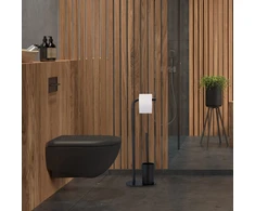 Relaxdays Bambuko ir nerūdijančio plieno WC rinkinys juodos spalvos